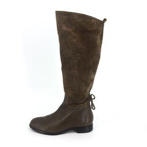 Luichiny Taupe Suede Lace Back Tall Boots Sz 7 Wom